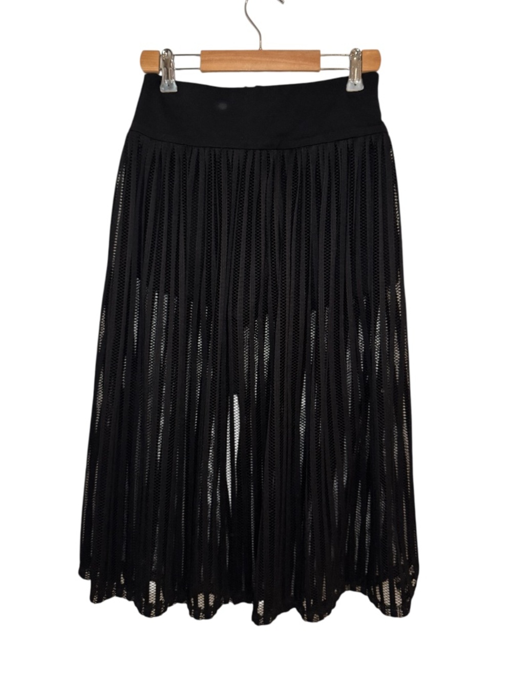ZARA black mesh Translucent midi skirt with built in shorts - size small